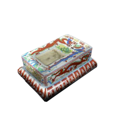 明萬曆年製龍陶硯台