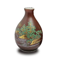 九谷瓷茶釉酒壺一對